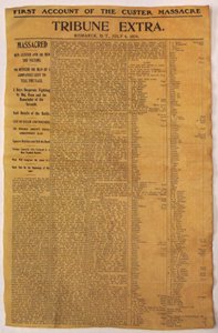 First Account of the Custer Massacre antiqued parchment replica document